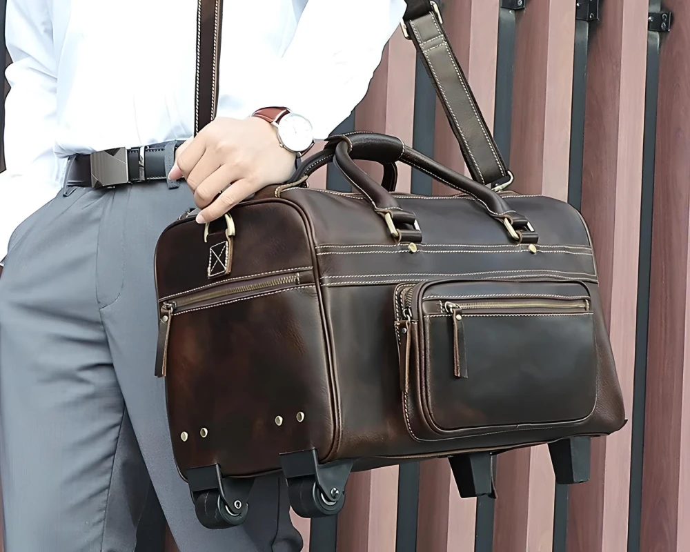 leather carry on luggage wheeled